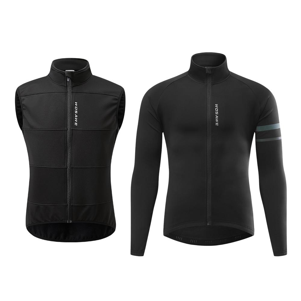 Wosawe Colete e jaqueta térmica masculina para esportes ao ar livre, à prova de vento, de lã, quente