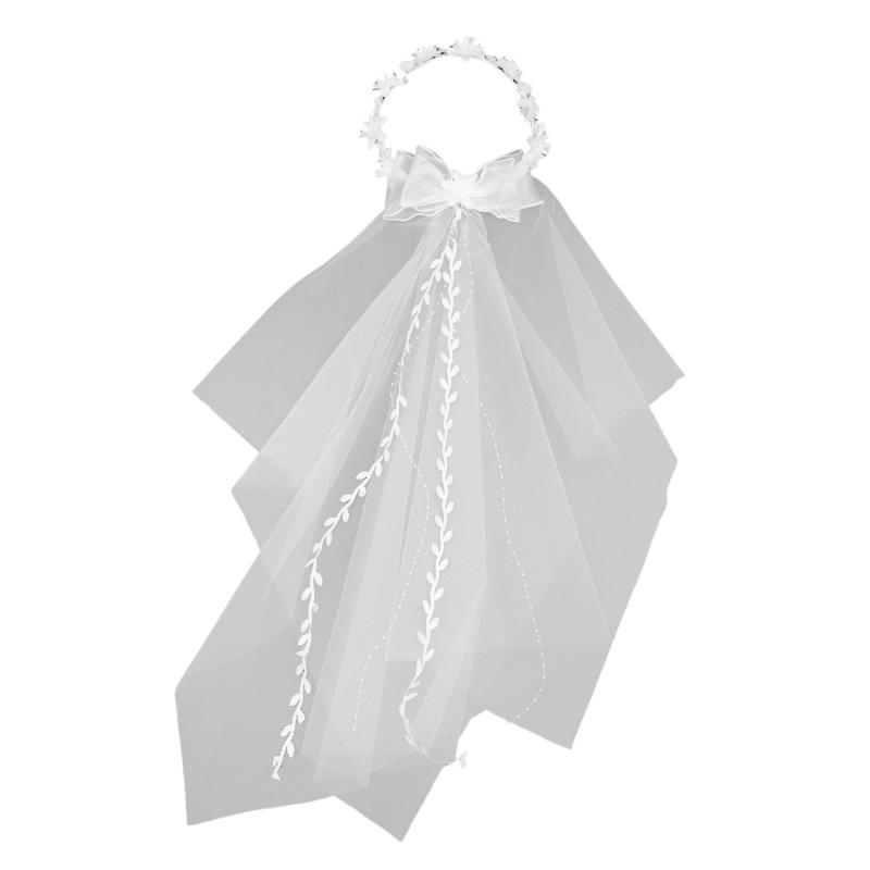 Handmade Vine Bridal Wreath Veil Headwear Features 3D Floral Accent Lightweight Comfort for Extended Wedding Wear