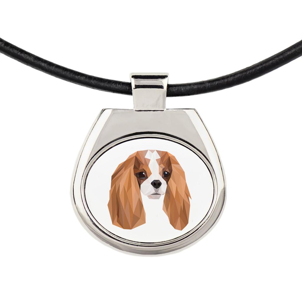 Cavalier King Charles Spaniel – Necklace with a geometric design and the inscription "Art-Dog" | Art-Dog