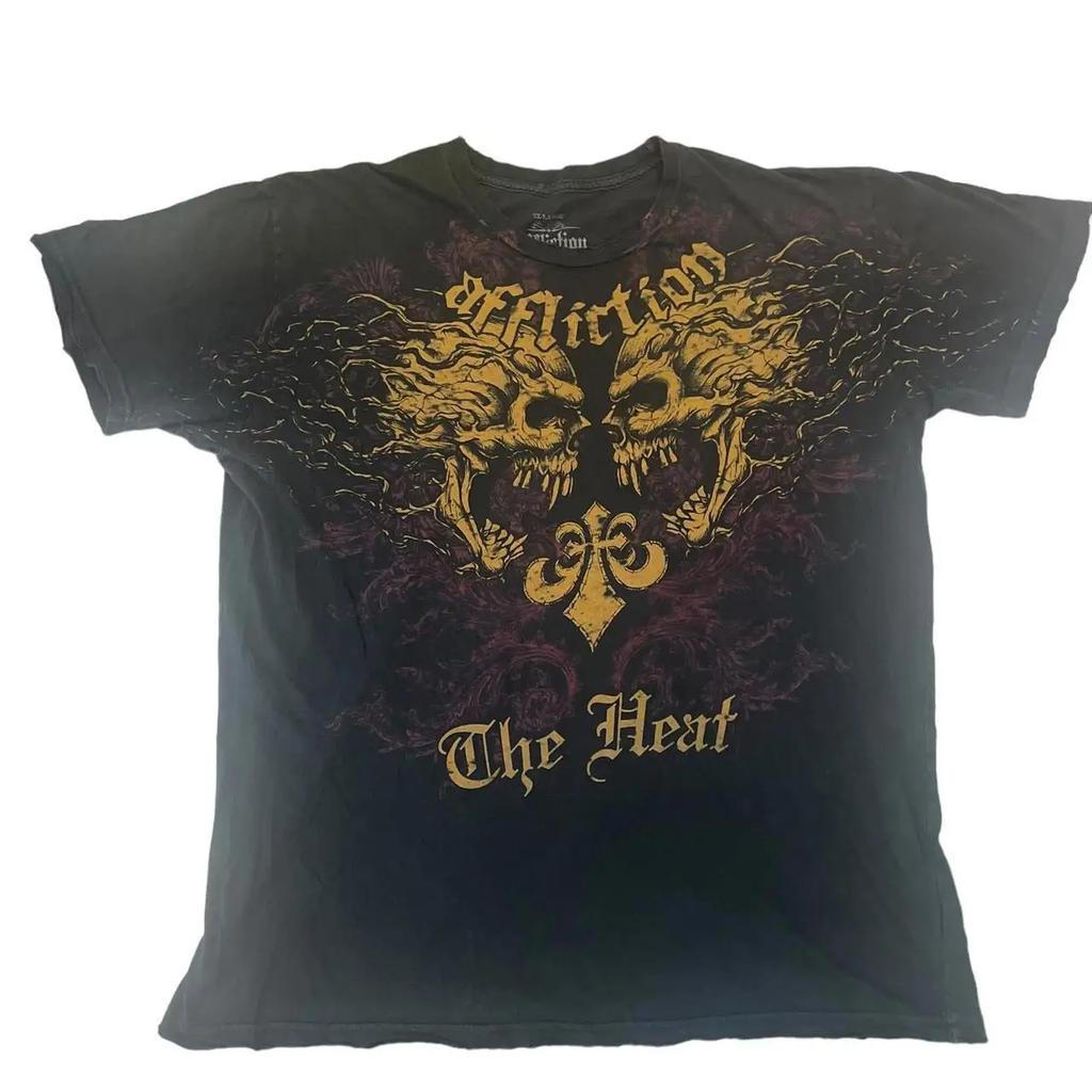 2000er Neues amerikanisches Retro lässiges HipHop Gothic Print Damenbekleidung Mode T-Shirt Street Kurzarm Damen und Herren y2K Tops