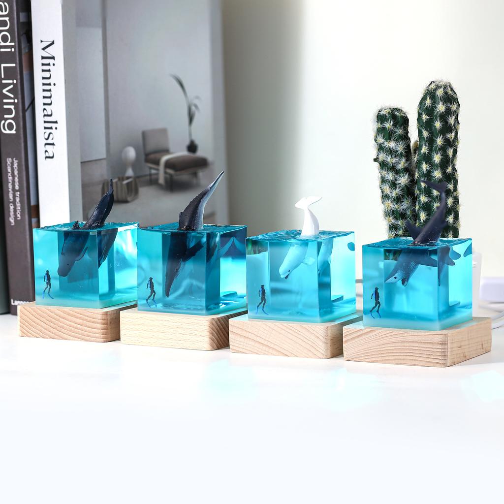 Micro Landscape Ocean Whale Dropping Resin Desktop Light Home Desktop Living Room Decoration Creative Gift