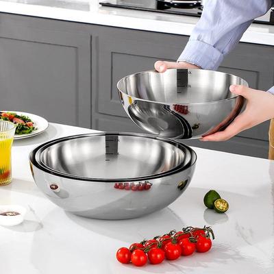 Koreańska miska ze stali nierdzewnej 304 - Duża, pogrubiona miska na sałatkę, zupę, makaron i ciasto.