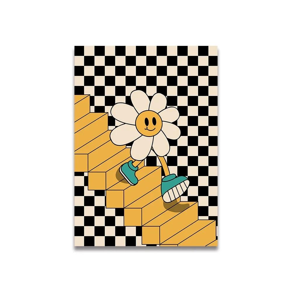 Vintage Pink Cartoon Print Canvas Posters Wall Art Poster Home Decor Canvas Print Painting  Living Room Bedroom Decor Unframed