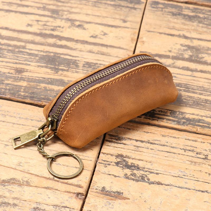 Distribution Men'S Leather Change Bag Women'S Crazy Horse Leather Key Bag Multifunctional Cowhide Clutch Storage Bag