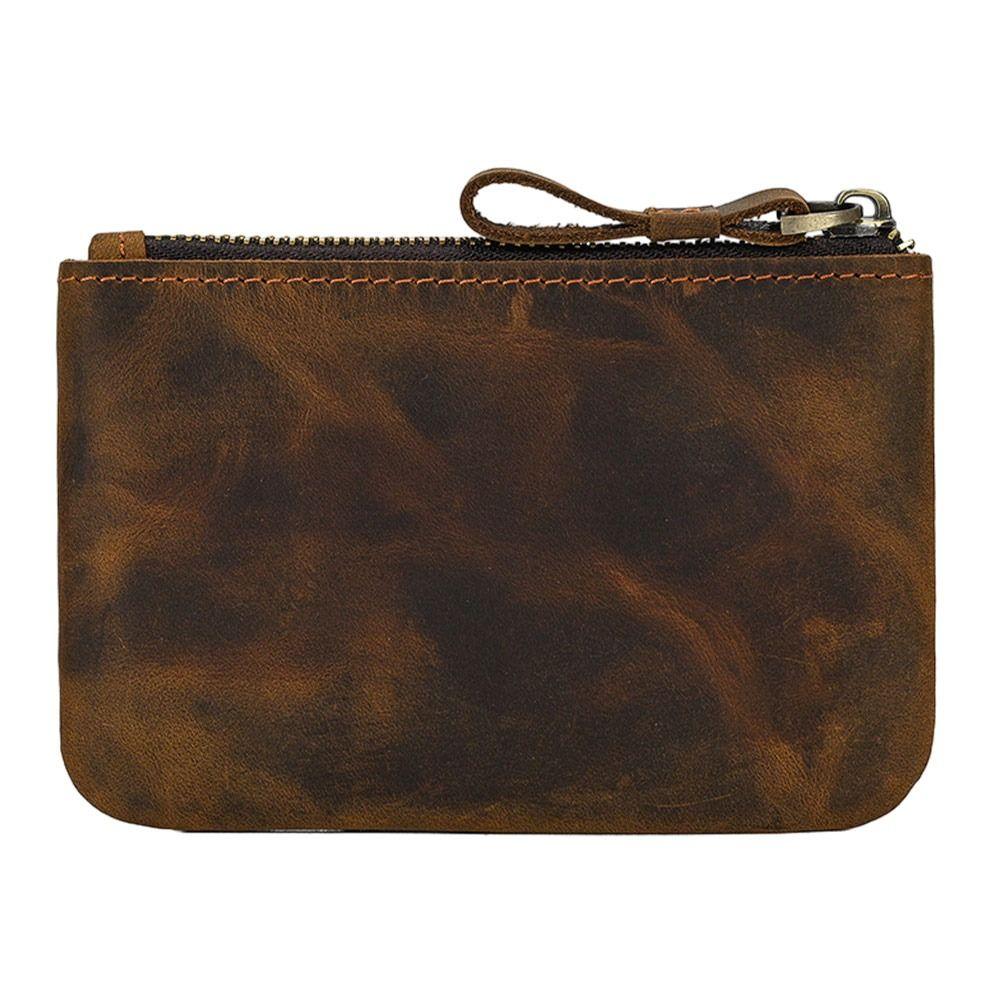 Fashion Genuine Leather Coin Card Holder Mini Short Zipper Coin Wallet Change Purse