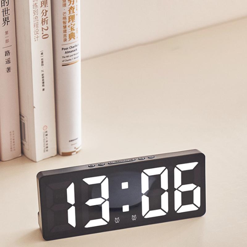 Creative Number Clock Color Nightlight Temperature Calendar Alarm Clock LED Large Number Electronic Clock Backlight Home Decor