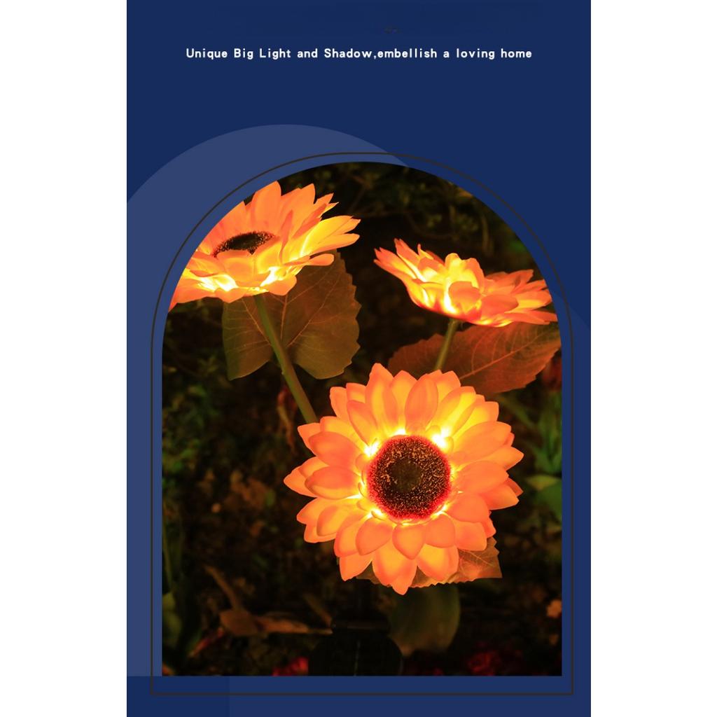 Solar Simulation Flower Lights Outdoor Decoration with 3 LED Sunflower Lights Suitable for Courtyards,  Lawns, Gardens, Pathways, and Decoration.