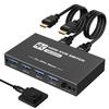 KVM Switch with 2 HDMI Inputs and 1 Output, Switches Between 2 PCs and 1 Monitor, 5Gbps USB Switcher, Allows Use of 1 Printer with 2 PCs, 4K@60Hz, 4 T