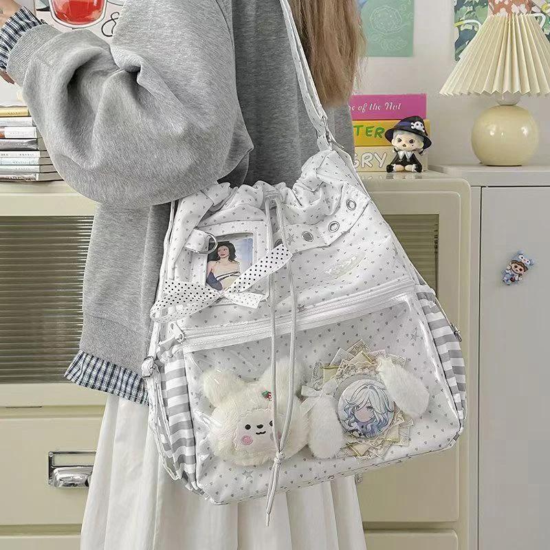 Itabag Harajuku Style Lolita Shoulder Drawstring Backpack Anime Merchandise Transparent Display Diy Tote Bag