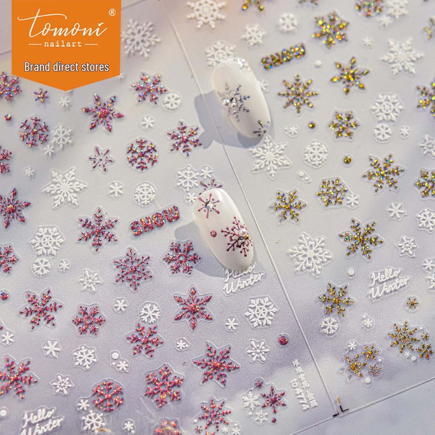 

Tomoni Hot Stamping Nail Stickers - Japanese Stationery Snowflake Design for Nail Art