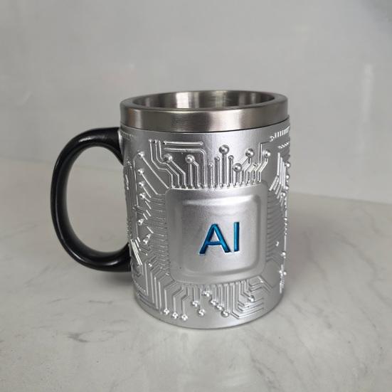 Mug Stainless Steel Resin Heat Preservation Technology-Themed Chip Design Coffee Beer Cup Lightweight Portable Tech Fan Gift Mug