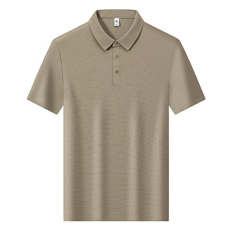 Plus Size Men's Quick-Dry Ice Silk Polo Shirt - Anti-Wrinkle, Short Sleeve, Summer Lapel Style, Loose Fit.