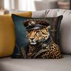 2D Flat- Steampunk Leopard Captain Throw Pillow Cover Luxury Vintage Animal Decorative Pillowcase For Sofa Bedroom Living Room