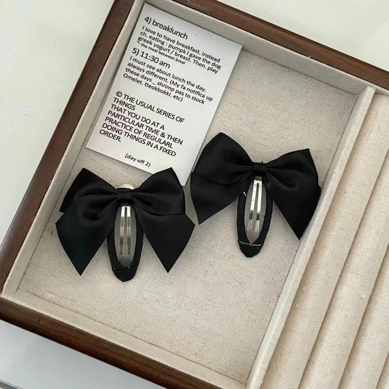 2Pcs Korean  Ribbon Bowknot Hair Clips Elegant Sweet Bow Hairpin Barrettes Bb Clips For Women Girl Hair Accessories
