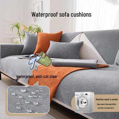 Waterproof Anti-Scratch Sofa Cushion Cover - Universal Non-Slip Solid Color for All Seasons, Pet-Friendly