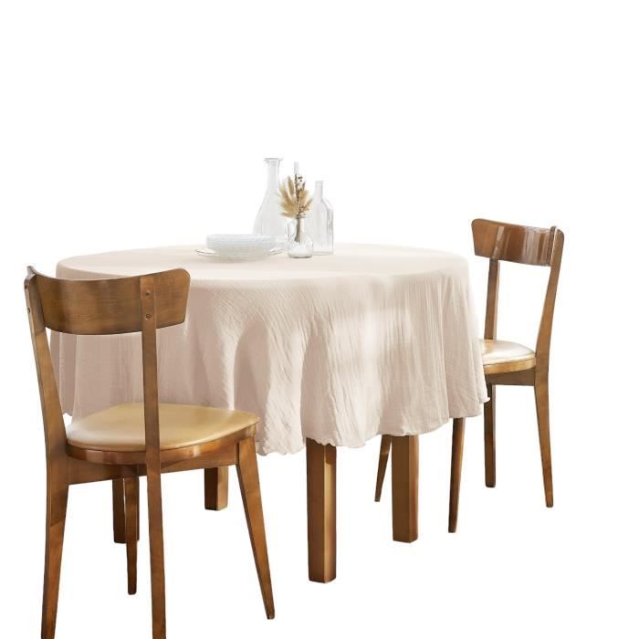 Nappe - Gaia - Ronde 180cm - Rose guimauve - 100% double gaze de coton - Lavable en machine