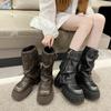 Square Head Trouser Tube Boots Women's Pile Boots Autumn and Winter New Thick Heel Thick Sole Martin Boots Spice Girl Fan Car Short Boots