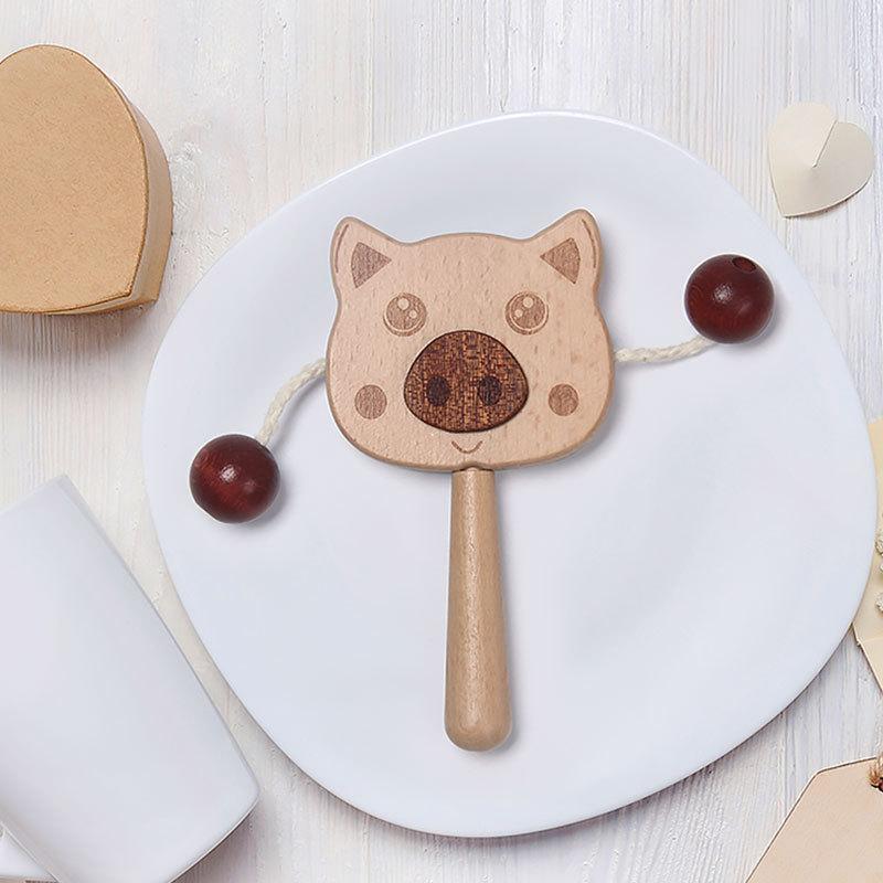 

Baby grasps wooden rattle hand rattle multi-piece set can bite children wooden educational soothing toy