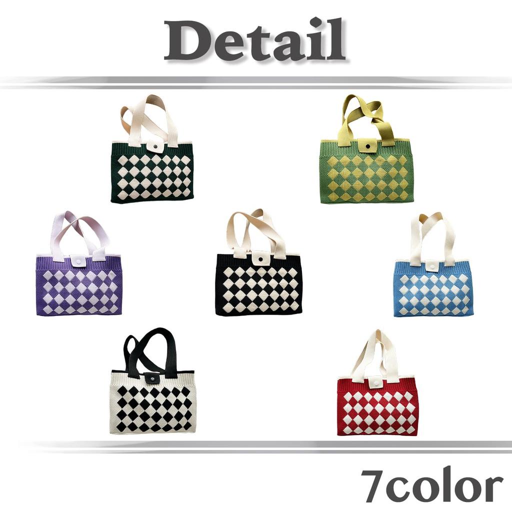 White Fang Women's Diamond Pattern Argyle Tote Bag, Beige, BA007