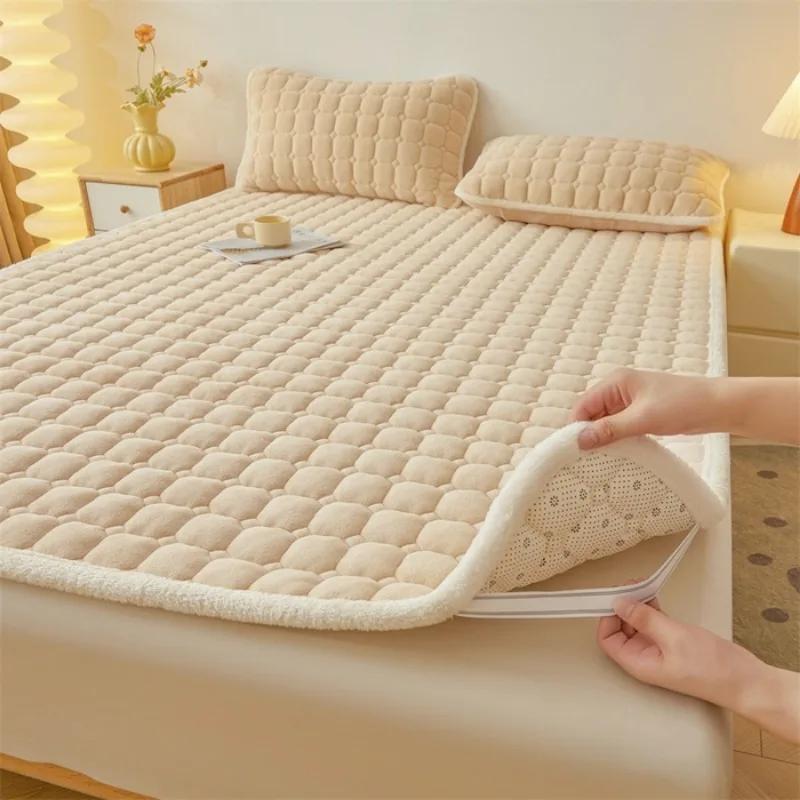 Class A Thickened Milk Fleece Mattress Winter Warm Fleece Bed Cover Student Dormitory Mat Quilt