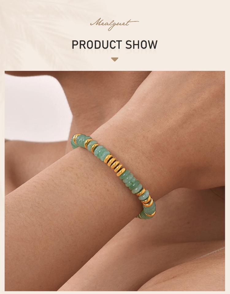 Hande-made Y2K Beaded Colorful Natural Stone Bracelet for Women, Waterproof Healing Yoga Healthy Spiritual Bracelet