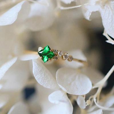 1pc Fresh Retro Synthetic Zircon Ring, Fashionable Index Knuckle Ring, Niche Design Ring