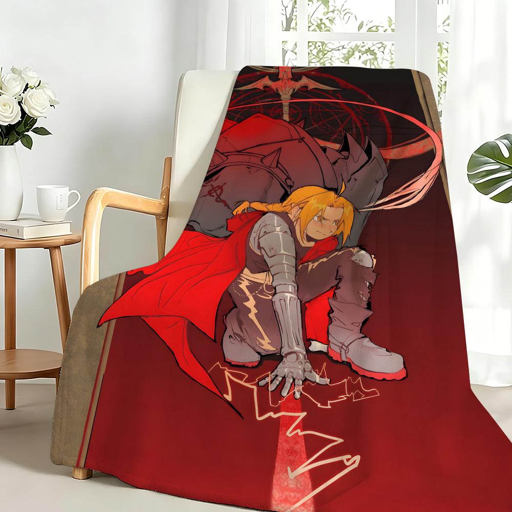 Anime F-Fullmetal Alchemist Throw Flannel Blanket Perfect for Sofa Office Bed Travel Sleep Read Relax Camping Four Season Use