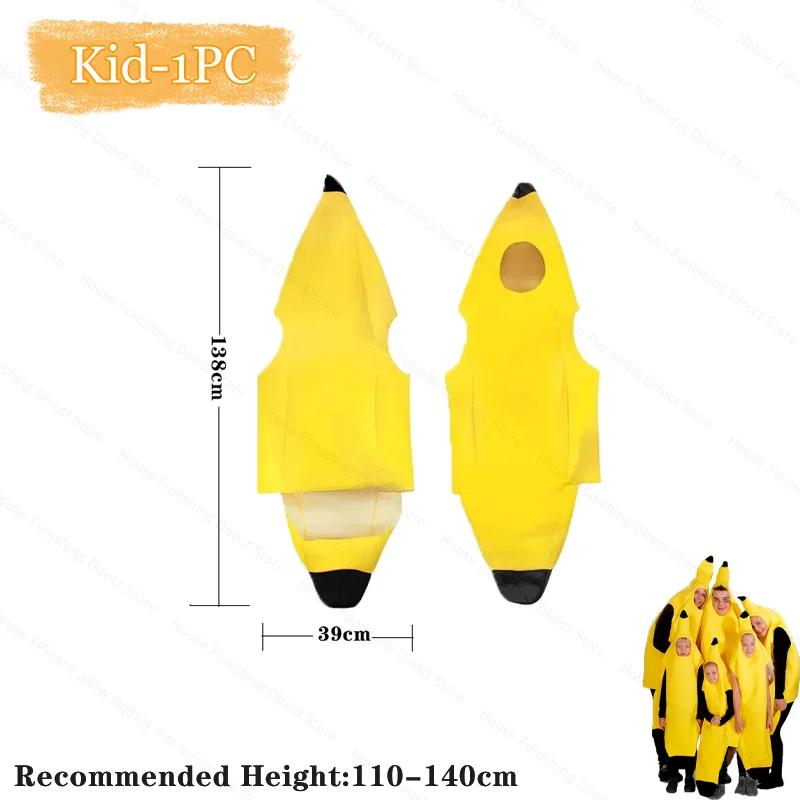 

Child/Adult Unisex Funny Banana Costume Yellow Costume Light Halloween Fruit Fancy Party Holiday Dance Dress Costume Decorations