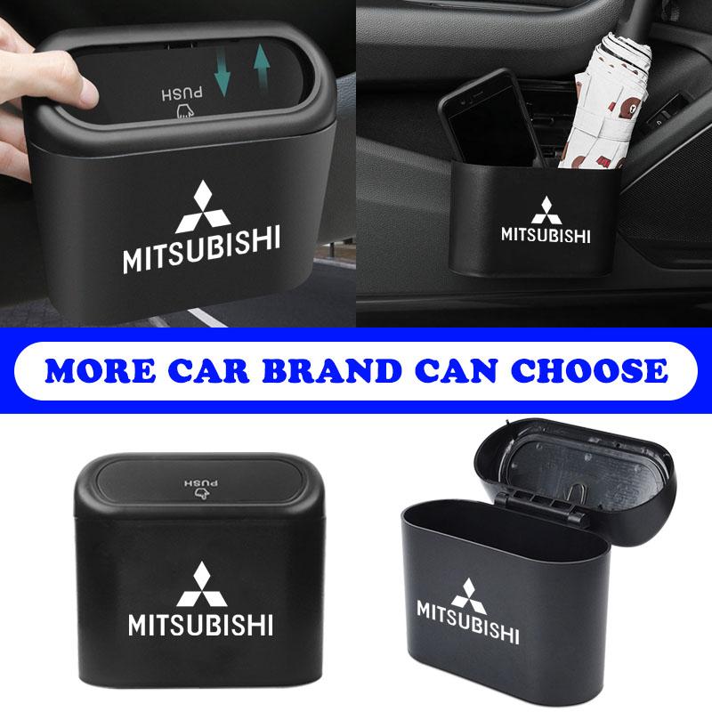 Car Trash Can Storage Box Vehicle Multifunctional Garbage Dust Case Emblem For Mitsubishi ASX Lancer 10 Pajero Outlander L200 SX6