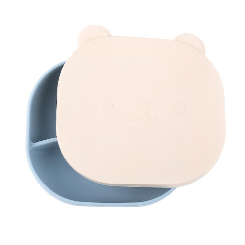 

Детская силиконовая тарелка-присоска без БФА, мультяшная тарелка для ужина с разделениями в виде медвежонка, детские принадлежности для еды