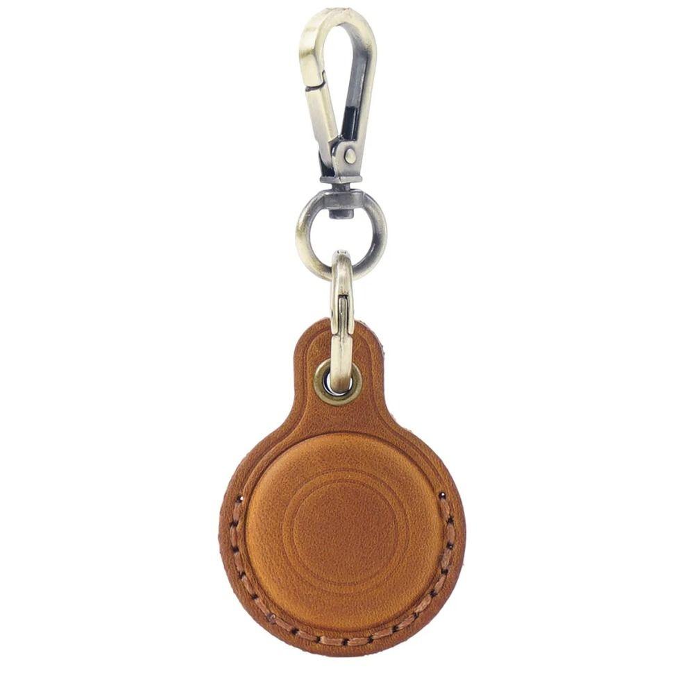 Retro Leather Leather Protective Case Protector KeyRing Keychain Locator Cover for Apple AirTag