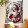 "Festive Santa in Winter Scene" Patterned tapestry home decor, suitable for bedroom and living room, gift