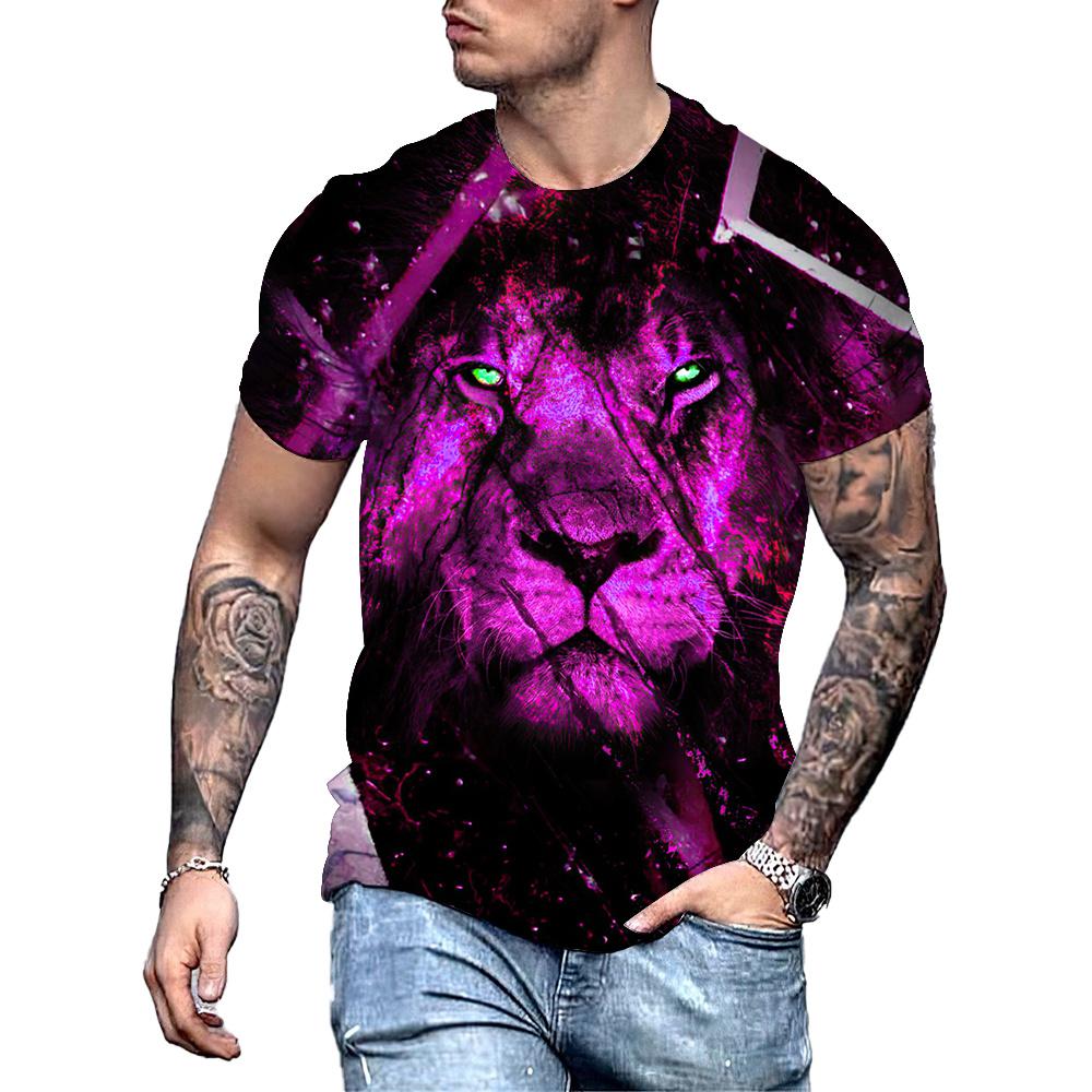 Pánske tričko Lion Fighting Tričko 3D Animal Beast Fierce Print Tričko s krátkym rukávom Oversized Tops Tričká Tričko Pánske značkové oblečenie