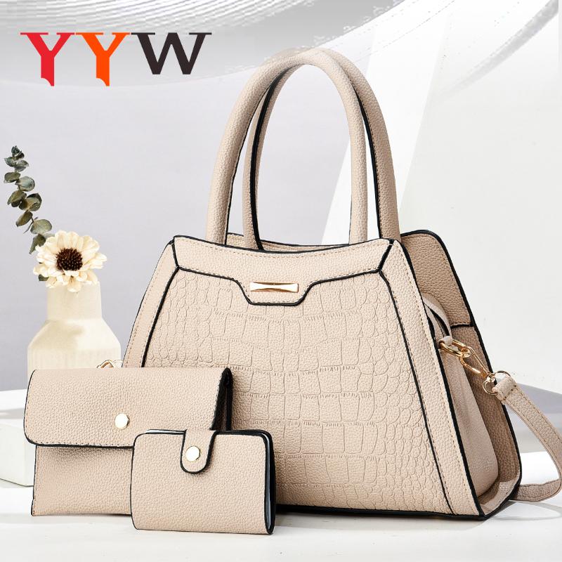 Tote Bag For Women with Zipper PU Leather Handbags Multi-Pocket Shoulder Bags Crossbody Bag with Matching Purses Wallet