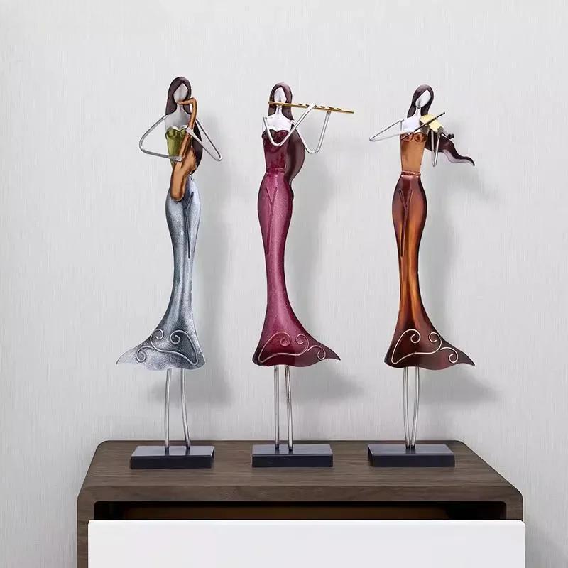 Minimalism Band Musician Figures Statue Desk Decoration Metal Crafts Ornaments Dancer Character Sculpture Modern Home Decor