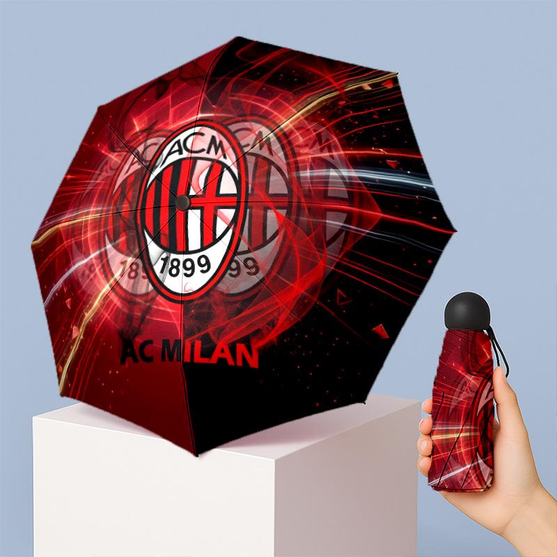 AC Milan Pattern Printed Mini 5 Folds 8 Ribs Compact Umbrella Windproof Waterproof Lightweight Portable Folding