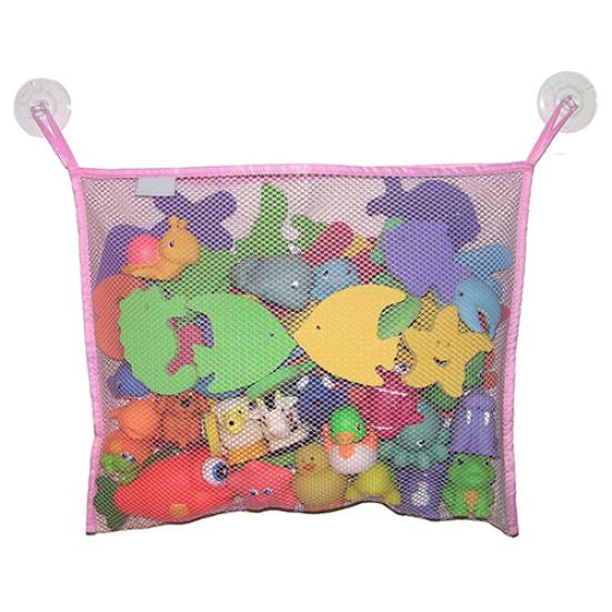 

Органайзер для игрушек для ванной, сетчатая подвесная сумка для хранения + 2 бонусные прочные присоски с крючками розовый