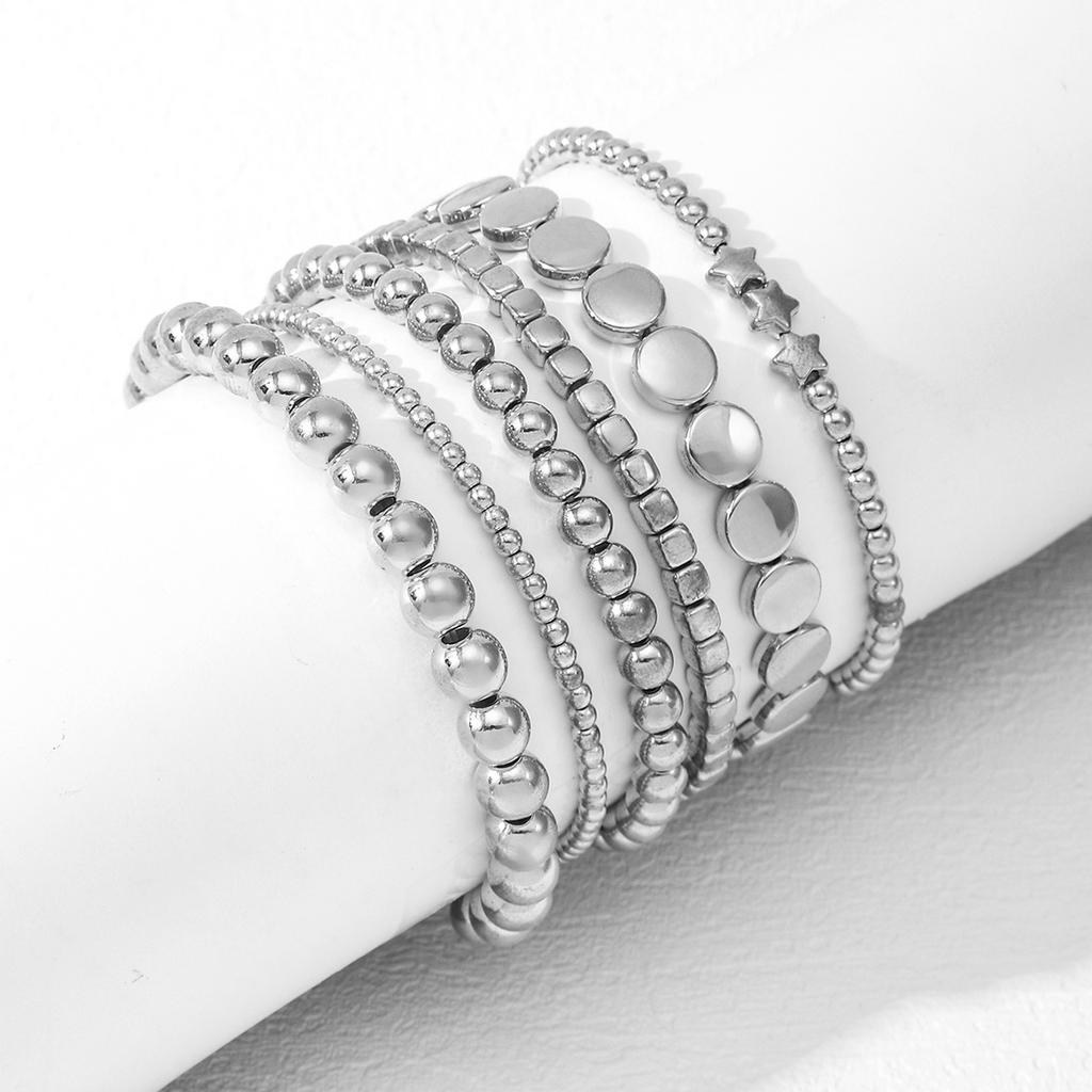 Bracelet de Perles CCB Vintage Bracelet de Perles Créatif Perle Plate Perle Étoile Ensemble de Bracelets pour Femmes Bohème Quotidien Polyvalent Zircon Cadeaux