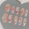 Clear Pink Fake Nails with Flash Glitter Natural-looking Easy To Take On and Apply for Women and Girl Nail Salon