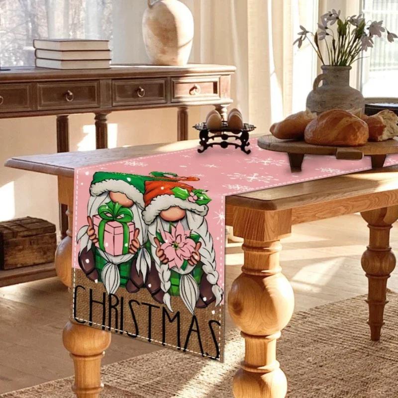 Simple Christmas Linen Table Runners, Pink Table Runner, Dining Table Decoration, Household Party, Holiday Decoration