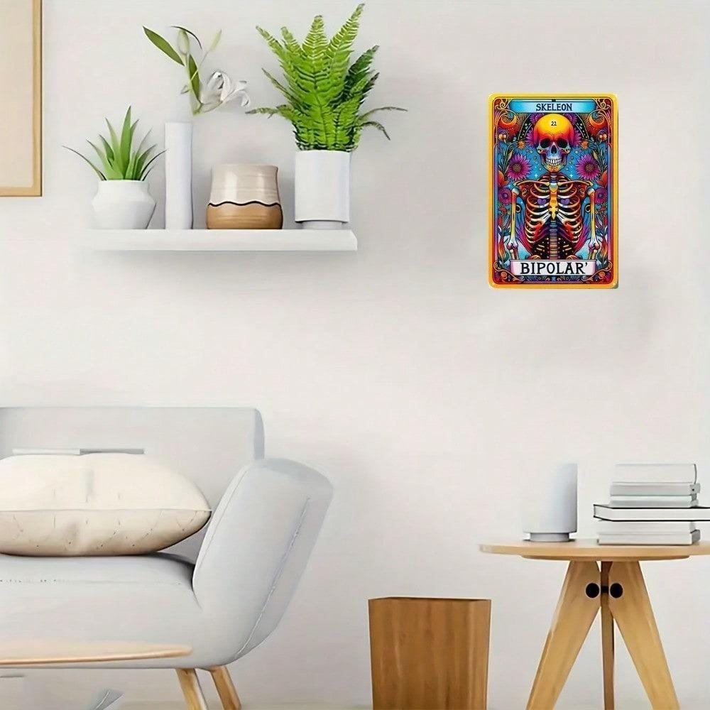 Skeleton Tarot Metal Art Sign Gothic Home Decor Wall Plaque