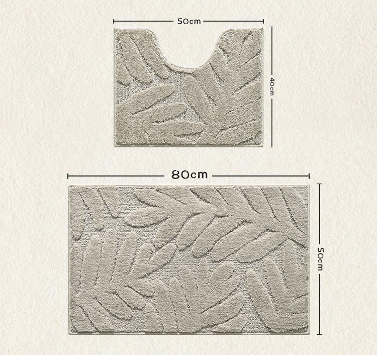 2pcs/set Home Flocked Bathroom Floor Mat Leaf High and Low Strong Absorbent Blanket Anti-slip Mat Quick-drying Foot Mat Dacron