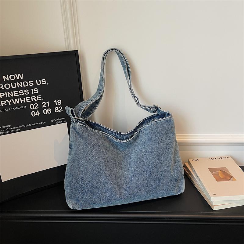 Vintage Large Capacity Denim Messenger Bag Women's Shoulder Crossbody Bag