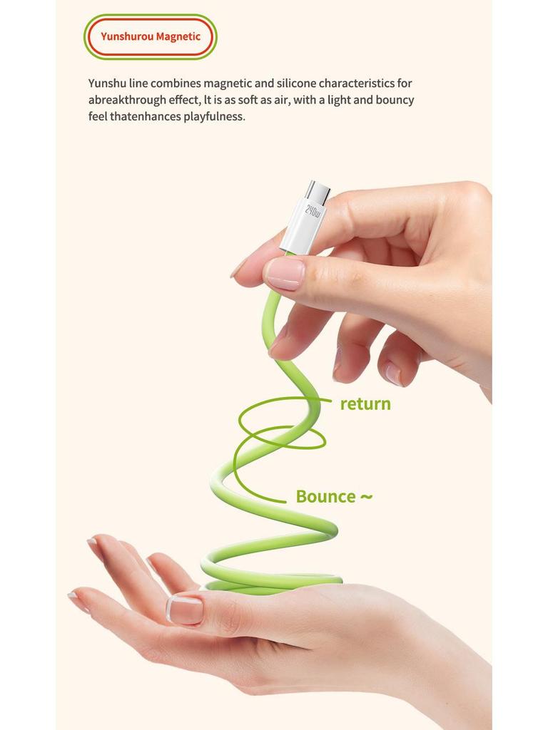 240W Silicone Magnetic Fast Charging Cable for Apple, Android, Tablets & Laptops