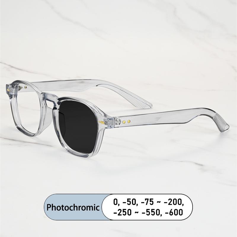 Vintage Rivet Frame Myopia Glasses Prescription Photochromic Anti Blue Light Women Eyewear Short Sight