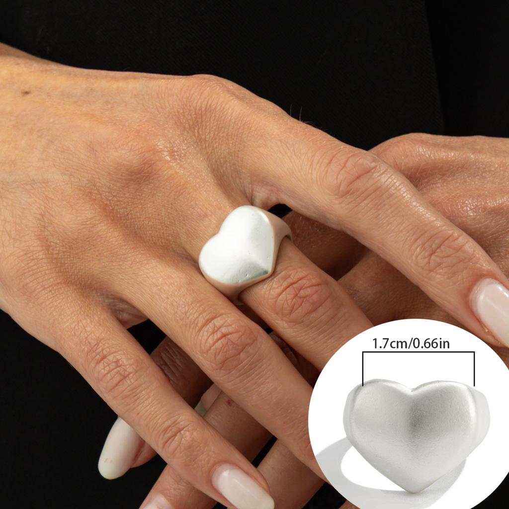 Matte Matte Love Wide Edge Ring Female, Metal Folded Matte Open Ring Index Finger Ring