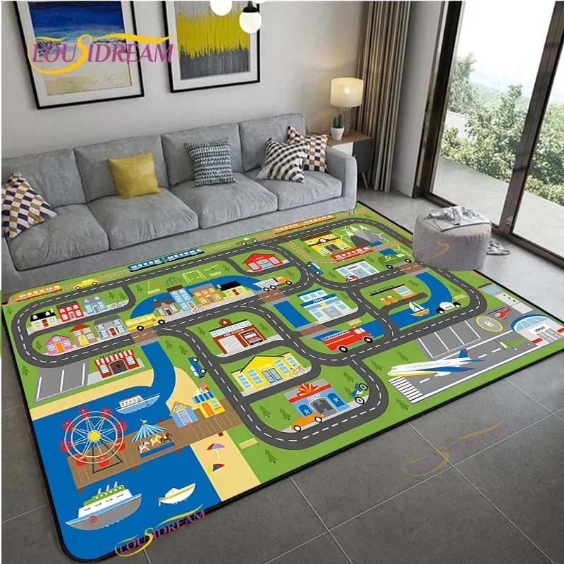 Alfombra Road Traffic Rout Map Carpet Living Room Sofa Coffee Table Bedroom Rugs Kitchen Kid Play Anti-slip Floor Mat Home Decor