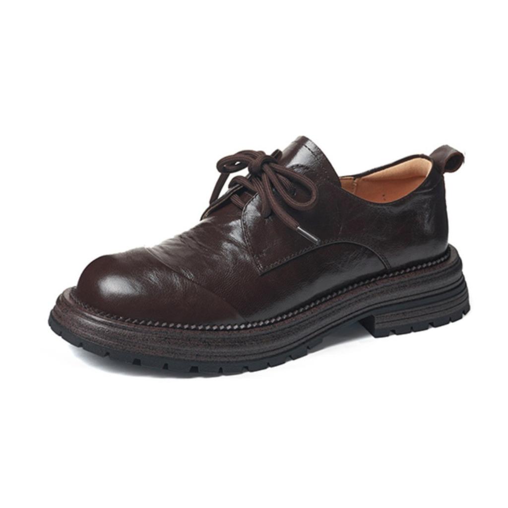 Cowhide~ Soft-soled Loafers for Women's British Style 2025 Autumn and Winter Thick-heeled Single Shoes, Thick-soled One-pedal Jk Small Leather Shoes