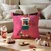 Flat Illustration Cushion Cover Anti-dustmite Pillowcase Invisible Zipper Silky Short Plush Sofa Cushion Cover