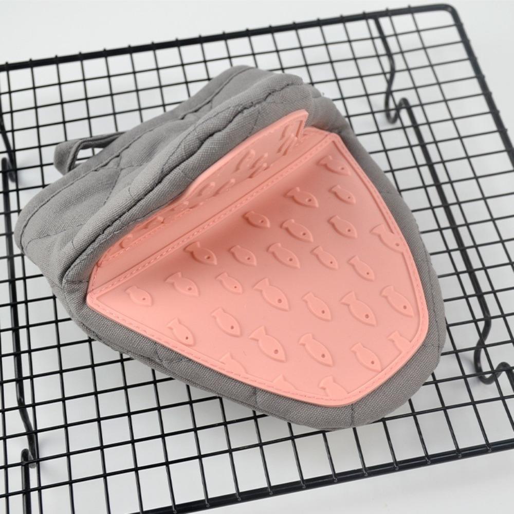 Mini Oven Mitts Pot Holders Sets Heat Resistant Silicone Oven Mitts Non-Slip Kitchen Mittens Soft Cotton Lining Flexible